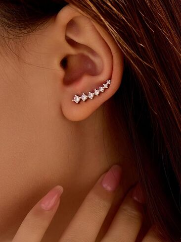 1 Pairs Silver Glistening CrystalEarrings, Adorned with Sparkling Stones, Hypoallergenic and Secure, Trendy Alloy French Style, Hoop Earrings With Elegant Minimalistic Design in Saudi Arabia