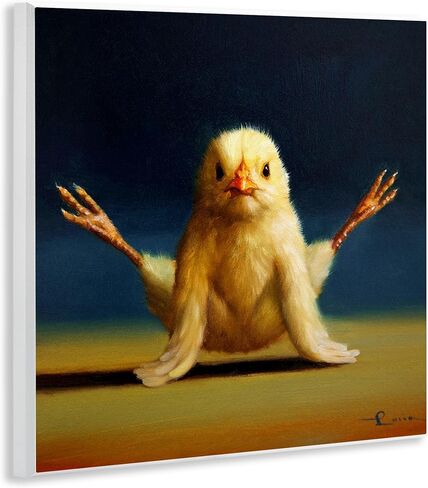 لوحة حائط مضحكة لحيوانات المزرعة من Stupell Industries Yoga Chicks Firefly Pose، تصميم بواسطة Lucia Heffernan، مقاس 12 × 12، أصفر in Saudi Arabia
