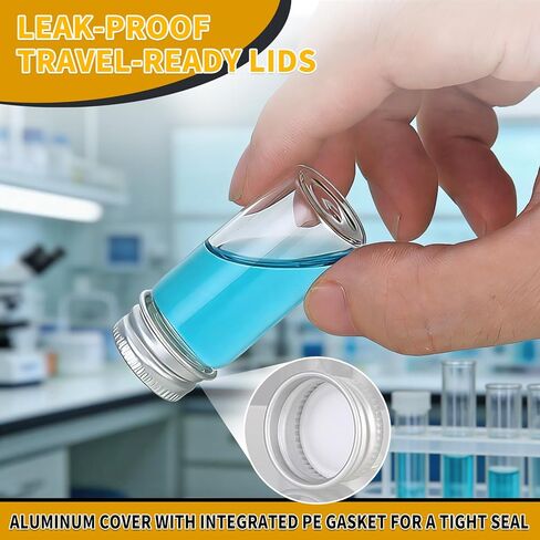 منظم حبوب منع الحمل الزجاجي للسفر، 5 قطع من علب حبوب الدواء الأسبوعية مع أغطية لولبية، وعاء عينة شفاف مانع للتسرب مع فم واسع، زجاجات زجاجية صغيرة محمولة للأدوية والفيتامينات وزيوت السمك والمكملات الغذائية in Kuwait