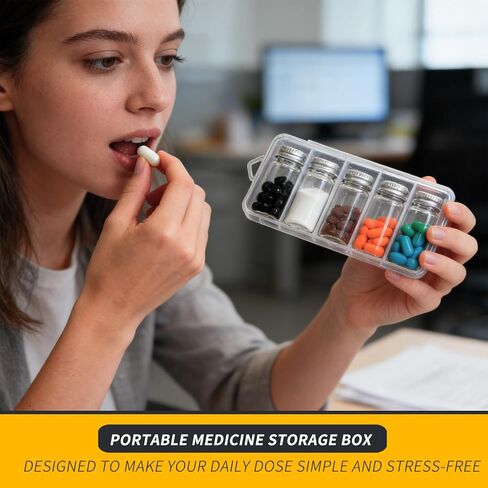 منظم حبوب منع الحمل الزجاجي للسفر، 5 قطع من علب حبوب الدواء الأسبوعية مع أغطية لولبية، وعاء عينة شفاف مانع للتسرب مع فم واسع، زجاجات زجاجية صغيرة محمولة للأدوية والفيتامينات وزيوت السمك والمكملات الغذائية in Kuwait