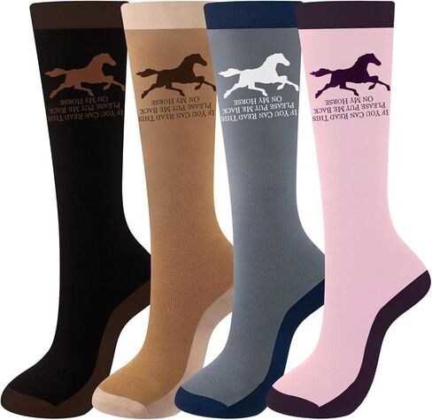 Bonuci 3 Pairs Horse Riding Socks for Women Long Equestrian Knee High Socks Novelty Horse Riding Gift for Cowgirl Derby Lover Christmas Birthday in Saudi Arabia