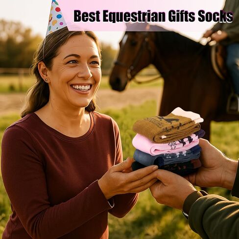Bonuci 3 Pairs Horse Riding Socks for Women Long Equestrian Knee High Socks Novelty Horse Riding Gift for Cowgirl Derby Lover Christmas Birthday in Saudi Arabia