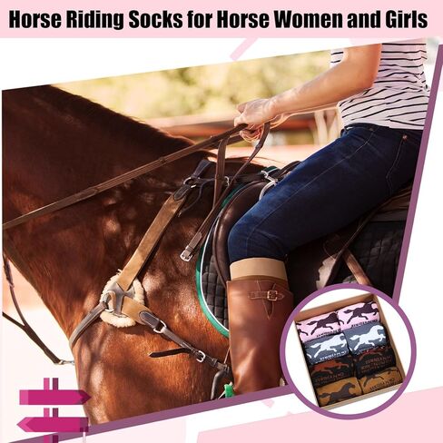 Bonuci 3 Pairs Horse Riding Socks for Women Long Equestrian Knee High Socks Novelty Horse Riding Gift for Cowgirl Derby Lover Christmas Birthday in Saudi Arabia