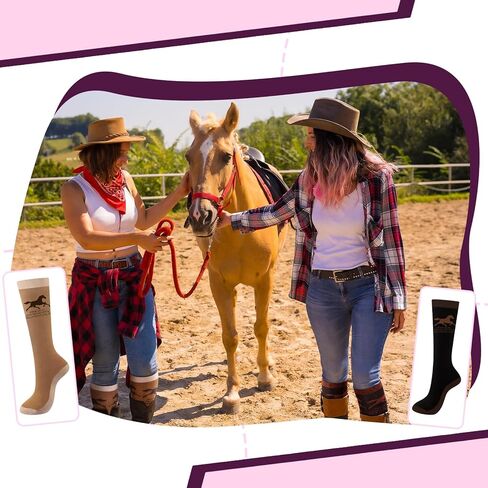 Bonuci 3 Pairs Horse Riding Socks for Women Long Equestrian Knee High Socks Novelty Horse Riding Gift for Cowgirl Derby Lover Christmas Birthday in Saudi Arabia