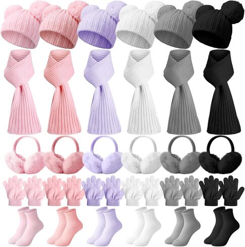 30 Pcs Toddlers Winter Hat Scarf Gloves Earmuff Sock Set for Kids Hat Gloves Knit Neck Scarf for Girl Boy Children in Saudi Arabia
