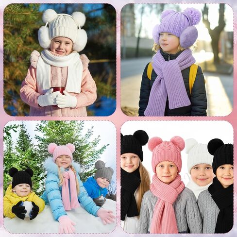 30 Pcs Toddlers Winter Hat Scarf Gloves Earmuff Sock Set for Kids Hat Gloves Knit Neck Scarf for Girl Boy Children in Saudi Arabia