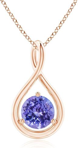 Angara Natural Tanzanite Solitaire Pendant for Women | Solitaire Round Tanzanite in 14K Solid Gold/Sterling Silver/Platinum With 18" Chain | December Birthday, Anniversary, Gemstone Jewelry Gift in Saudi Arabia