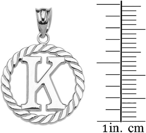 Artist Unknown High Polish 925 Sterling Silver Roped Circle K Initial Charm Pendant in Saudi Arabia