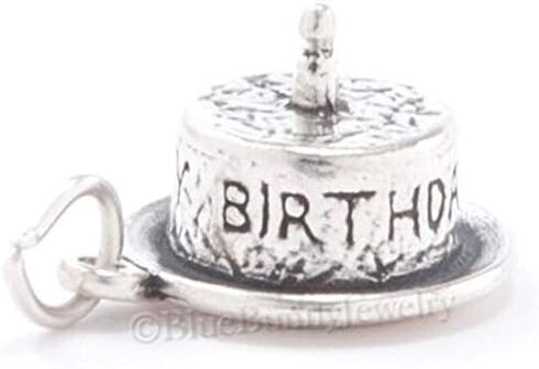 3D BABYS 1st Birthday Cake w CANDLE Jewelry Charm Pendant 925 STERLING SILVER in Saudi Arabia