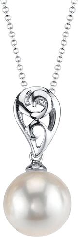 The Pearl Source 14K Gold 10-11mm Round White South Sea Cultured Pearl Andrea Pendant Necklace for Women in Saudi Arabia