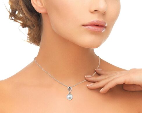 The Pearl Source 14K Gold 10-11mm Round White South Sea Cultured Pearl Andrea Pendant Necklace for Women in Saudi Arabia