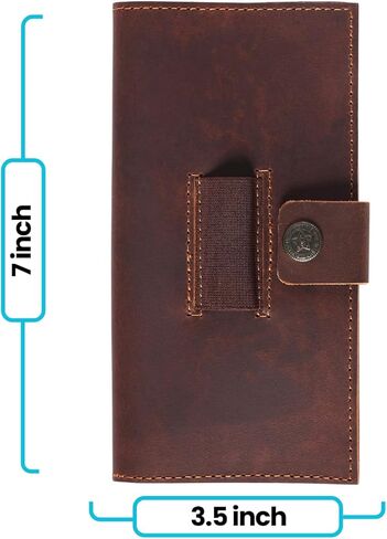 Brown Leather Checkbook Cover for Men & Women, Full Grain Check Book Wallet with Pen Holder, Fits Personal & Duplicate Checks, Slim Money Organizer Case, Durable Leather Checkbook Holder 7x3.75 Inches in Saudi Arabia