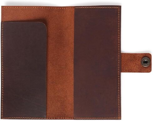 Brown Leather Checkbook Cover for Men & Women, Full Grain Check Book Wallet with Pen Holder, Fits Personal & Duplicate Checks, Slim Money Organizer Case, Durable Leather Checkbook Holder 7x3.75 Inches in Saudi Arabia