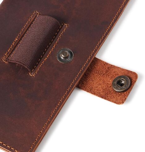 Brown Leather Checkbook Cover for Men & Women, Full Grain Check Book Wallet with Pen Holder, Fits Personal & Duplicate Checks, Slim Money Organizer Case, Durable Leather Checkbook Holder 7x3.75 Inches in Saudi Arabia