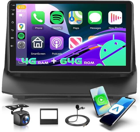 2+64g Android Car Radio Stereo for Ford Fiesta 2009-2014 مع Carplay Android Auto ، 9 بوصة شاشة تعمل باللمس مع Link Pluetooth Link GPS Savigation WiFi FM/RDS EQ Backup Camera SWC in Kuwait