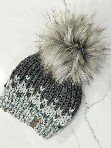 Minnesota Beanies Minnesota Beanies Knit Beanie with Pompom, Handmade in Minnesota, Warm and Soft, by Minnesota Beanies in Saudi Arabia