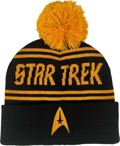 قبعة صغيرة منسوجة بشعار Star Trek Command من Popfunk باللون الأصفر مع أساور وكرات للجنسين للرجال والنساء in Kuwait