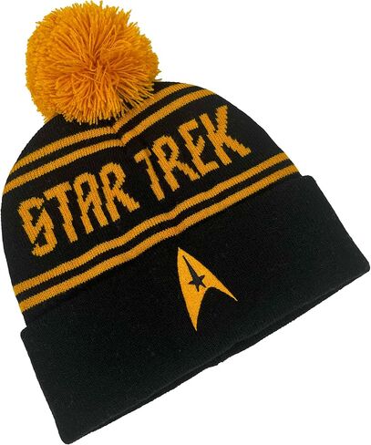 قبعة صغيرة منسوجة بشعار Star Trek Command من Popfunk باللون الأصفر مع أساور وكرات للجنسين للرجال والنساء in Kuwait