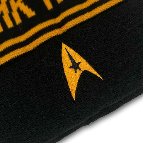 قبعة صغيرة منسوجة بشعار Star Trek Command من Popfunk باللون الأصفر مع أساور وكرات للجنسين للرجال والنساء in Kuwait