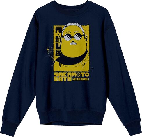 Bioworld Sakamoto Days Taro & Kanji Adult Navy Crew Neck Long Sleeve Sweatshirt in Saudi Arabia