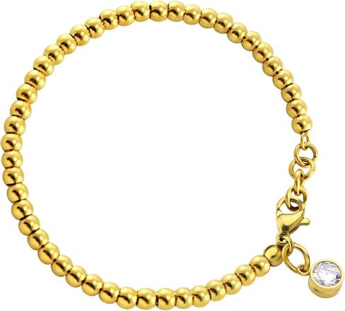 555Jewelry 4 مم الفولاذ المقاوم للصدأ تشيكوسلوفاكيا سحر الكرة الخرزة سوار للنساء 7 بوصة in Saudi Arabia