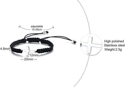 Handmade Cross Braided Protection Bracelet Stainless Steel Charm Red Black String Nylon Rope Lucky Adjustable Strand Bracelets for Women Men Unisex Christian Festival Party Religious Jewelry Gifts in Saudi Arabia