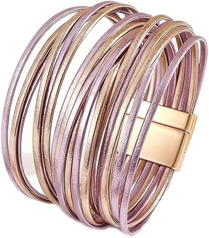 Women's PU Leather Bracelets Multi-Layer Boho Leather Bracelets Handmade for Women Jewelry Gift Accessories Birthday Chrismas in Saudi Arabia