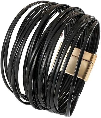 Women's PU Leather Bracelets Multi-Layer Boho Leather Bracelets Handmade for Women Jewelry Gift Accessories Birthday Chrismas in Saudi Arabia