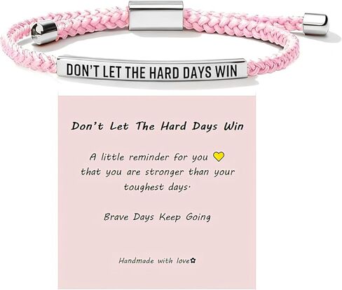 Don't Let the Hard Days Win Bracelet for Women Anxiety Relief Inspirational Gift Adjustable Braided String Bracelet with Encouragement Card Motivational Jewelry for Friends Stress Relief Gifts in Saudi Arabia