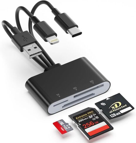 XD Card Reader, SD Card Reader for iPhone, 3 in 1 SD/TF/XD Card Reader Adapter for iPhone/USB C Device, Lightning+USB A+USB C XD Picture Card Adapter for iPhone 16/15/14/15/iPad/PC/Android in Kuwait
