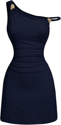 SOLY HUX Women's Off The Shoulder Ruched Bodycon Mini Dress Y2k Party Sleeveless Sundresses in Saudi Arabia
