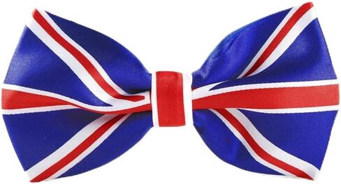 Dtja Elegant Union Jack Men's Pre-Tied Bow Tie Festival Holiday Formal Satin British Flag Bowtie Adjustable Anniversary Party Events in Saudi Arabia
