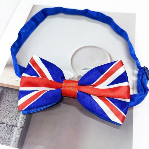 Dtja Elegant Union Jack Men's Pre-Tied Bow Tie Festival Holiday Formal Satin British Flag Bowtie Adjustable Anniversary Party Events in Saudi Arabia