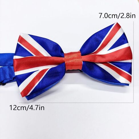 Dtja Elegant Union Jack Men's Pre-Tied Bow Tie Festival Holiday Formal Satin British Flag Bowtie Adjustable Anniversary Party Events in Saudi Arabia