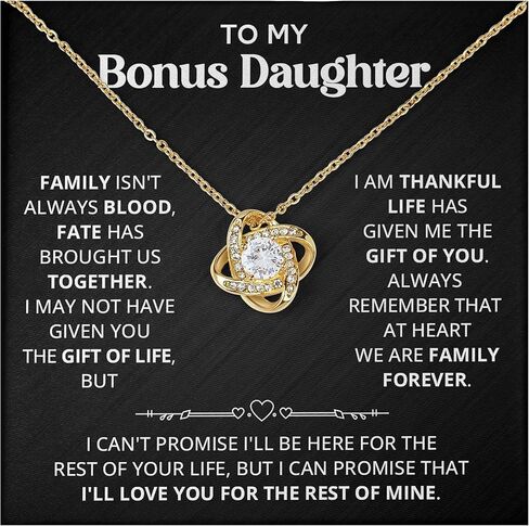 Necklace For Bonus Daughter From Dad, Bonus Daughter Necklace From Stepmom, Jewelry Gifts For Stepdaughter At Wedding Day, Necklaces For Stepdaughter From Stepdad With Heartfelt Message & Elegant Box in Saudi Arabia