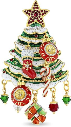 Ritzy Couture Women’s Enamel Christmas Tree Ornament Charm Brooch Pin Pendant (Goldtone) in Saudi Arabia