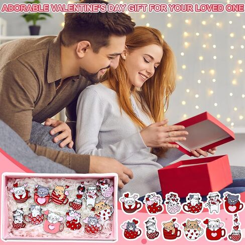 Tondiamo 48pcs هدايا عيد الحب كيتي مع القلب المينا دبابيس دبابيس لطيف عيد الحب دبوس هدايا لمحبي الحيوانات عيد ميلاد لحقائب الظهر الملابس والاكسسوارات حزب تفضل هدية حقيبة الحشو in Saudi Arabia