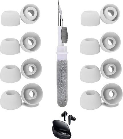 [8 Pairs] Replacement Ear Tips for Soundcore Liberty 4 Pro, with 3 in 1 Cleaner Kit, Silicone Ear Tips (XS/S/M/L) (Black, XS/S/M/L) in Saudi Arabia
