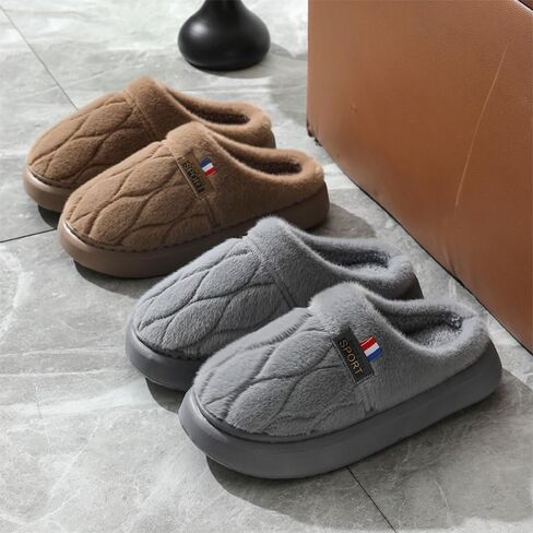 Premium Comfort Extra Thick Memory Foam Sole Non Slip Men's Fuzzy House Slippers Inddor Soft Warm Furry Shoes in Saudi Arabia