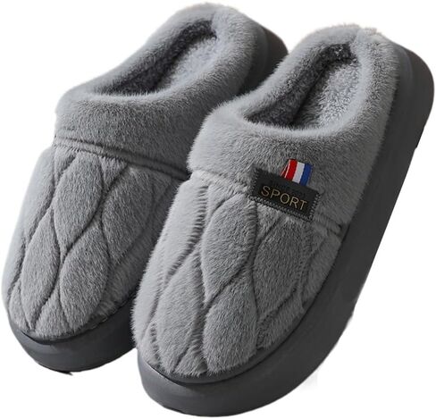 Premium Comfort Extra Thick Memory Foam Sole Non Slip Men's Fuzzy House Slippers Inddor Soft Warm Furry Shoes in Saudi Arabia