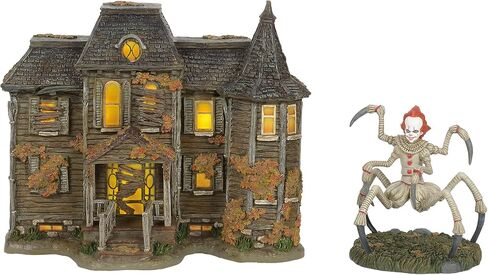 Department 56 Fright Avenue Village IT The Neibolt House and Pennywise in Spider Form Lit Building and Figurine Set, 7 Inch, Multicolor in Saudi Arabia