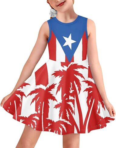 2025 Swing Casual Dress Girls Summer Outfits Patriotic Dresses for Party Beach 3-16T in Saudi Arabia