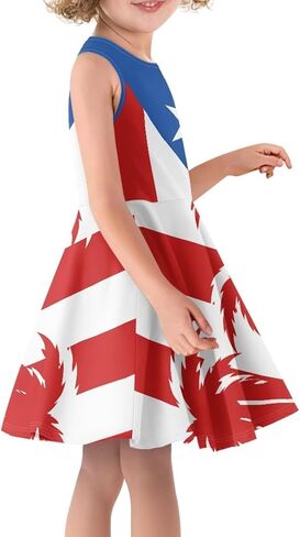 2025 Swing Casual Dress Girls Summer Outfits Patriotic Dresses for Party Beach 3-16T in Saudi Arabia
