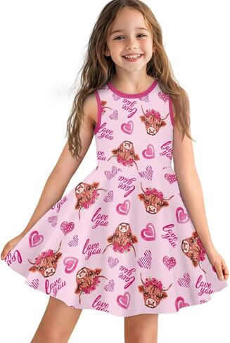 2025 Swing Casual Dress Girls Summer Outfits Patriotic Dresses for Party Beach 3-16T in Saudi Arabia
