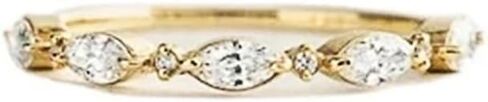 Graceful Golden Color Shiny Cubic Zirconia Rings for Women Wedding Band Jewelry in Saudi Arabia