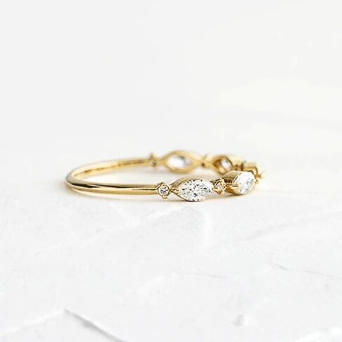 Graceful Golden Color Shiny Cubic Zirconia Rings for Women Wedding Band Jewelry in Saudi Arabia