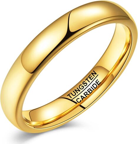 عصابات زفاف Vakki Gold Tungsten للرجال والنساء 2/4/6/8 مم مطلية بالذهب عيار 14 قيراط رفيعة قابلة للتكديس وقابلة للتكديس خواتم وعد الخطوبة ذات لمسة نهائية مصقولة عالية ومريحة تناسب مقاس 5-12 in Kuwait
