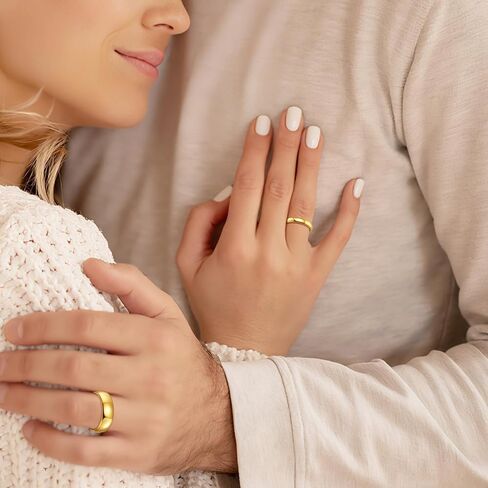 عصابات زفاف Vakki Gold Tungsten للرجال والنساء 2/4/6/8 مم مطلية بالذهب عيار 14 قيراط رفيعة قابلة للتكديس وقابلة للتكديس خواتم وعد الخطوبة ذات لمسة نهائية مصقولة عالية ومريحة تناسب مقاس 5-12 in Kuwait
