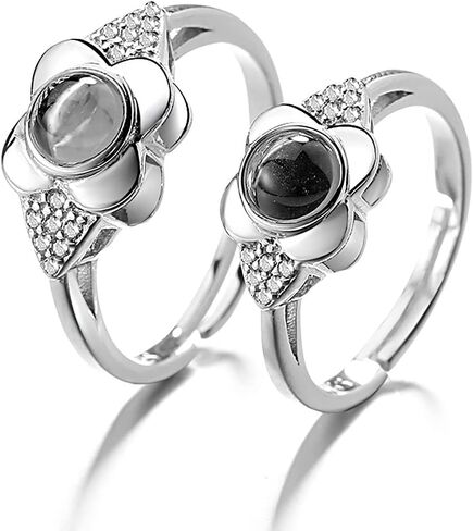 خاتم من الفضة الإسترليني عيار 925 مخصص لصور الزفاف وذاكرة الزفاف وخواتم عرض رومانسية للنساء وهدايا الأصدقاء (للنساء، يمكن تغيير حجمه) in Kuwait