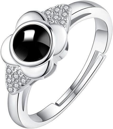 خاتم من الفضة الإسترليني عيار 925 مخصص لصور الزفاف وذاكرة الزفاف وخواتم عرض رومانسية للنساء وهدايا الأصدقاء (للنساء، يمكن تغيير حجمه) in Kuwait